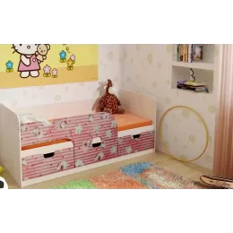 Кровать детская Минима 1,86м с ящиками (дуб атланта/китти)