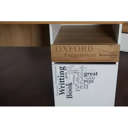 Купить Стол с ящиками «Оксфорд» (Ривьера/Белый с рисунком) в Новосибирске