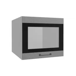 Лофт ВПГСФ 500 шкаф верхний горизонтальный со стеклом высокий с фотопечатью (Штукатурка серая/корпус Серый)