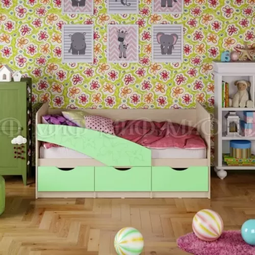Купить Кровать Бабочки 1,6м (Салат матовый) в Новосибирске