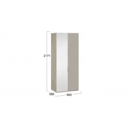 Шкаф для одежды с 1 глухой и 1 зеркальной дверями левый «Эмбер» Баттл Рок/Серый глянец