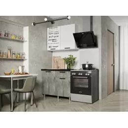 Кухонный гарнитур «Ева-1» (белый/метрополитан грей/Фотопечать «Правила дома»)
