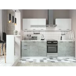 Кухонный гарнитур «Дуся» 2,0 м (белый глянец/цемент)