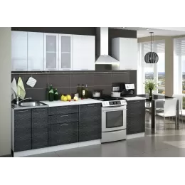 Модульная кухня «Валерия» 2,2 м (металлик белый/черный)