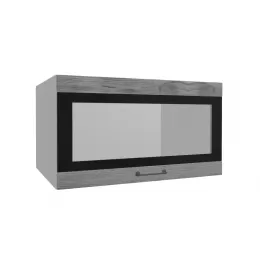 Лофт ВПГСФ 800 шкаф верхний горизонтальный со стеклом высокий с фотопечатью (Дуб цикорий/корпус Серый)