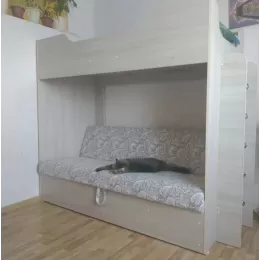 Кровать двухъярусная с диваном (Беленый дуб)