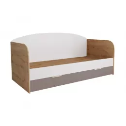 Кровать с ящиками ДКД 2000.1 Лавис (Белый софт/Грей софт/корпус Дуб бунратти)