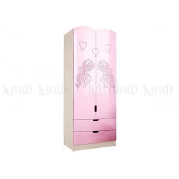 Шкаф Юниор-3 ((мульт) розовый металл/дуб беленый)