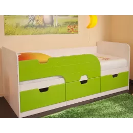 Кровать детская Минима 1,86м с ящиками (дуб атланта/лайм глянец)