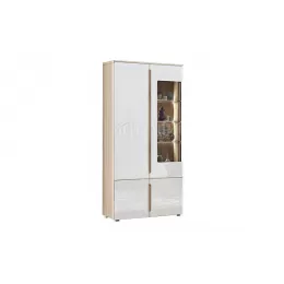 Ким шкаф с подсветкой (Дуб Сонома/Белый глянец)