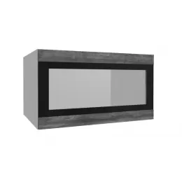 Лофт ВПГСФ 800 шкаф верхний горизонтальный со стеклом высокий с фотопечатью (Дуб бурый/корпус Серый)