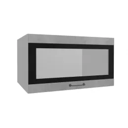 Лофт ВПГСФ 800 шкаф верхний горизонтальный со стеклом высокий с фотопечатью (Бетон светлый/корпус Серый)