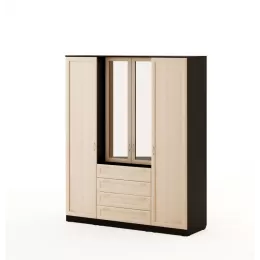 Шкаф с комодом Рамочный с зеркалами (Венге/Беленый дуб)