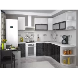 Модульная кухня «Валерия» 1,79 х 2,29 м (дождь серый/черный)