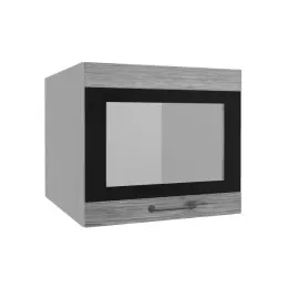 Лофт ВПГСФ 500 шкаф верхний горизонтальный со стеклом высокий с фотопечатью (Дуб майский/корпус Серый)
