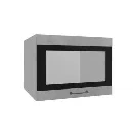 Лофт ВПГСФ 600 шкаф верхний горизонтальный со стеклом высокий с фотопечатью (Бетон светлый/корпус Серый)