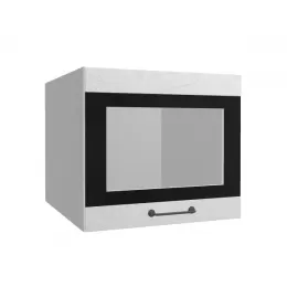 Лофт ВПГСФ 500 шкаф верхний горизонтальный со стеклом высокий с фотопечатью (Штукатурка белая/корпус Серый)