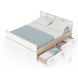 Двуспальная кровать 1,4м «Сакура» (дуб сонома/белый)