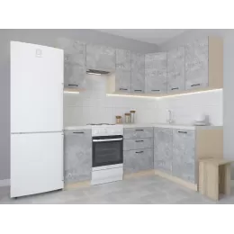Модульная угловая кухня 1,4м*2,1м «Лада» (цемент)