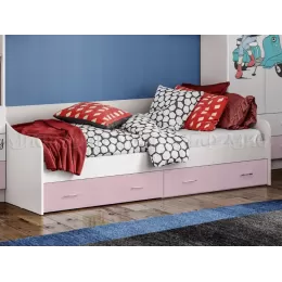Кровать Fashion-1 Вега 0,9 м (Белый/Розовый)