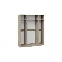 Шкаф комбинированный с 2 глухими и 2 зеркальными дверями «Эмбер» Баттл Рок/Серый глянец