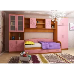 Детская Веселый пони Комплект мебели (Вишня оксфорд/Розовый)