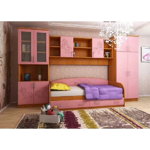 Купить Детская Веселый пони Комплект мебели (Вишня оксфорд/Розовый) в Новосибирске