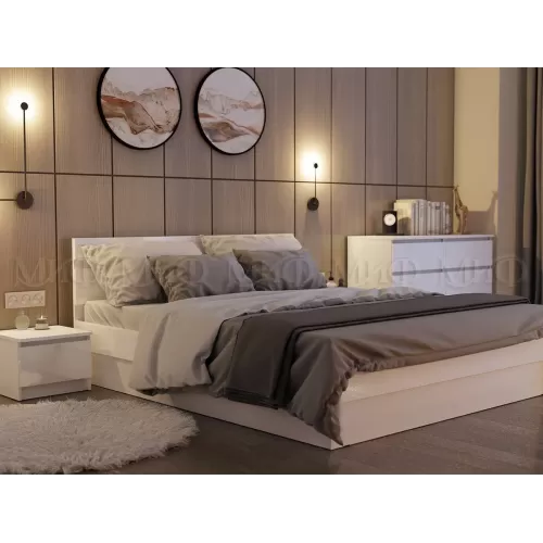 Купить Кровать двуспальная 1,6 м «Челси» (белый) в Новосибирске