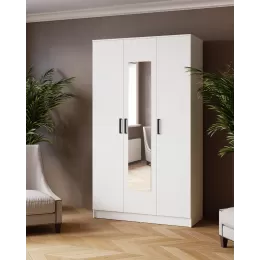 Шкаф комбинированный Ларс (1,2) с зеркалом белый