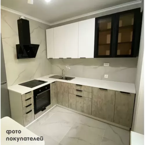 Модульная кухня Норд 1,6 м (Софт даймонд / Камень беж / корпус Белый)