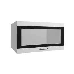 Лофт ВПГСФ 800 шкаф верхний горизонтальный со стеклом высокий с фотопечатью (Штукатурка белая/корпус Серый)