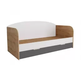 Кровать с ящиками ДКД 2000.1 Лавис (Белый софт/Графит софт/корпус Дуб бунратти)