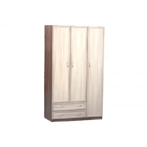 Шкаф для платья и белья 3-х дверный с профилем МДФ без зеркала Ясень Шимо темный/Ясень Шимо светлый