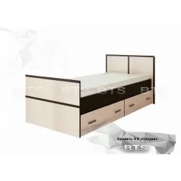 Кровать односпальная с ящиками 0,9м «Сакура» (BTS)
