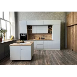 Кухня 1,8м Тренто (Штукатурка белая/корпус Серый) в Новосибирске