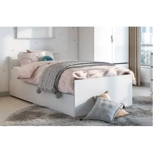 Кровать односпальная МС "Токио" (900 с основанием/Лайт/Белый текстурный)