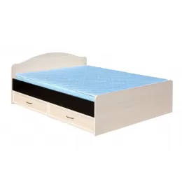 Кровать двойная с ящиками 1400-1 без матраса (круглые спинки) Венге/Дуб выбеленный