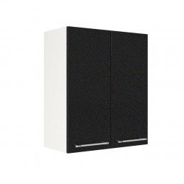 Шкаф верхний ШВ 600 Корпус: ЛДСП белый 16мм; фасад: фрезеровка Олива, МДФ металлик черный 16мм