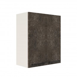 Шкаф верхний ШВ 600 Корпус: ЛДСП белый 16мм; фасад: фрезеровка Нувель, МДФ бетон коричневый 16мм