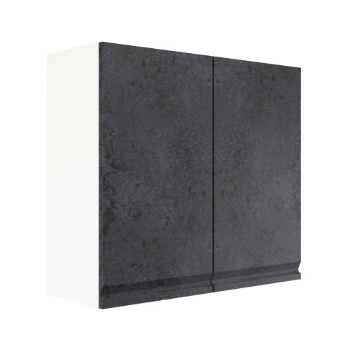 Шкаф верхний ШВ 800 Корпус: ЛДСП белый 16мм; фасад: фрезеровка Бруклин, МДФ бетон черный 16мм