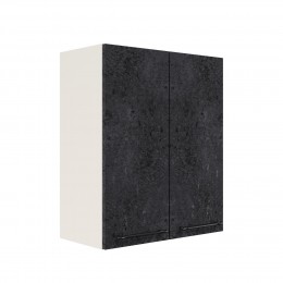 Шкаф верхний ШВ 600 Корпус: ЛДСП белый 16мм; фасад: фрезеровка Нувель, МДФ бетон черный 16мм