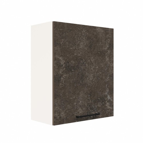 Шкаф верхний ШВ 600-1 Корпус: ЛДСП белый 16мм; фасад: фрезеровка Нувель, МДФ бетон коричневый 16мм