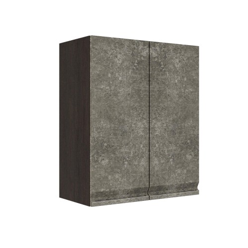 Шкаф верхний ШВ 600 Корпус: ЛДСП венге 16мм; фасад: фрезеровка Бруклин, МДФ бетон коричневый 16 мм