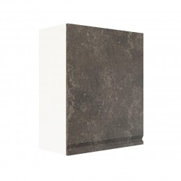Шкаф верхний ШВ 600-1 Корпус: ЛДСП белый 16мм; фасад: фрезеровка Бруклин, МДФ бетон коричневый 16мм
