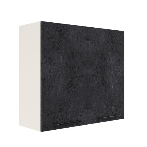 Шкаф верхний ШВ 800 Корпус: ЛДСП белый 16мм; фасад: фрезеровка Нувель, МДФ бетон черный 16мм
