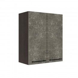 Шкаф верхний ШВ 600 Корпус: ЛДСП венге 16мм; фасад: фрезеровка Нувель, МДФ бетон коричневый 16мм