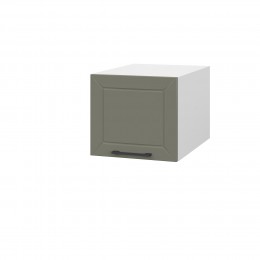 Шкаф верхний  антресоль ШВА 400 Корпус: ЛДСП белый 16мм; фасад: фрезеровка Кельн, МДФ софт лайт хаки 16 мм