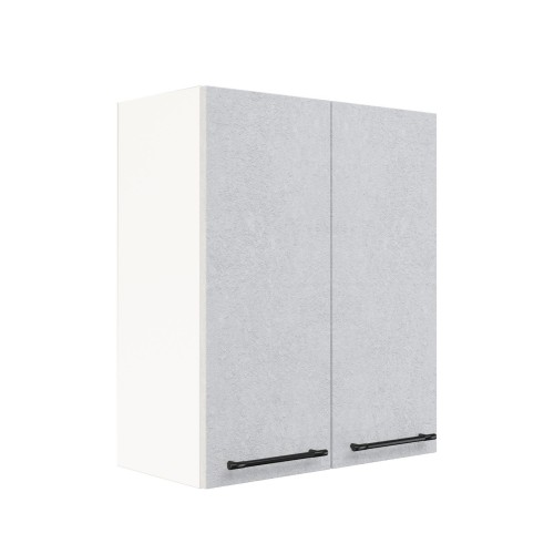 Шкаф верхний ШВ 600 Корпус: ЛДСП белый 16мм; фасад: фрезеровка Нувель, МДФ бетон белый 16мм