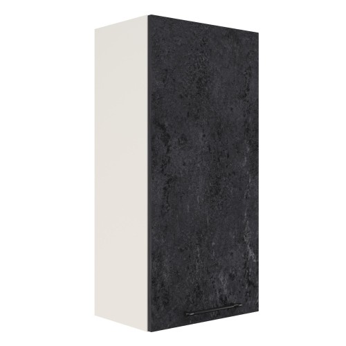 Шкаф верхний (премьер) ШВ 450Н Корпус: ЛДСП белый 16мм; фасад: фрезеровка Нувель, МДФ бетон черный 16мм