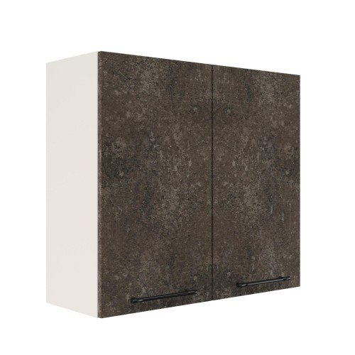 Шкаф верхний ШВ 800 Корпус: ЛДСП белый 16мм; фасад: фрезеровка Нувель, МДФ бетон коричневый 16мм